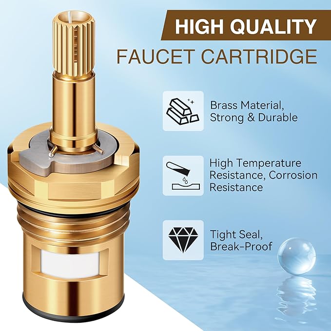 Enhon 2 Pack Faucet Cartridge Compatible with American Standard 994053-0070a or 994053-0070a/H Bathroom Kitchen Bathtub Faucet Stem Replacement, 4z-24h Hot and Cold Replacement Stem, Brass