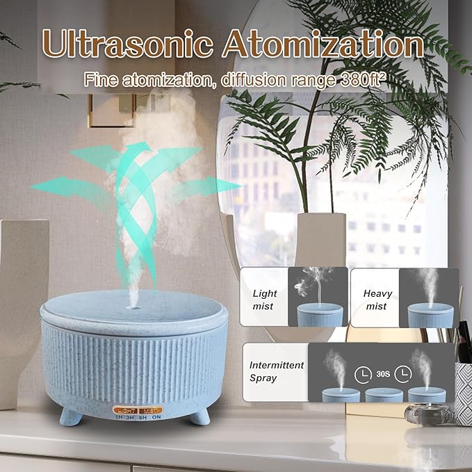 Essential Oil Diffusers for Home 500ml,Aromatherapy Diffusers for Essential Oils Large Room with 7 Colors Lights & 3 Mist Mode Waterless Auto Off,Cool Mist Humidifiers for Decor,Bule