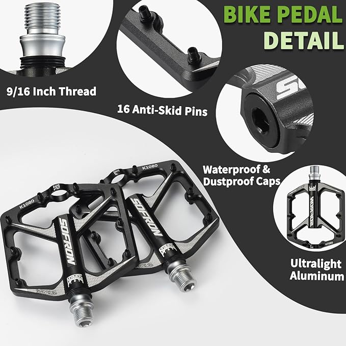 MTB Bike Pedals, Lightweight Bicycle Pedals for BMX/MTB -Universal Lightweight Aluminum Alloy Platform Pedal