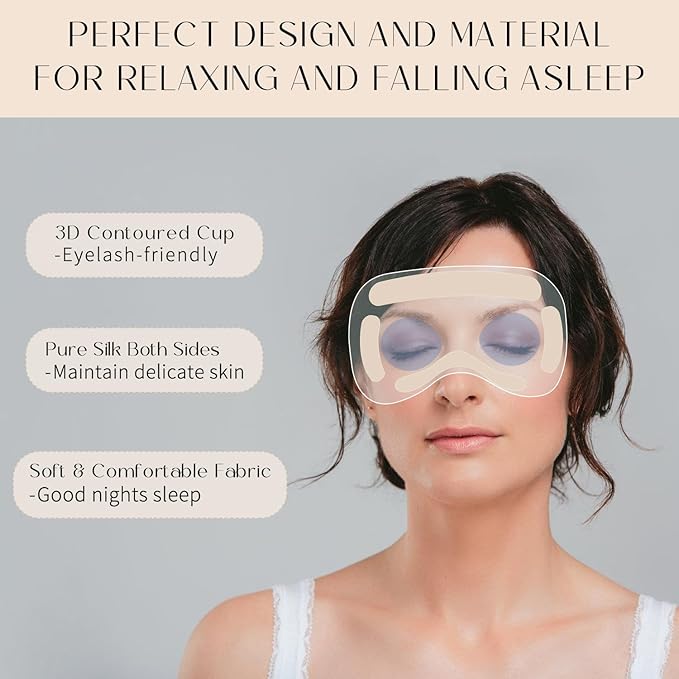 100% 22 Momme Mulberry Silk Sleep Mask, Eye Cover for Sleeping, Blackout 3D Sleep Masks for Lash Extensions with Adjustable Strap for Men and Women (Purple)