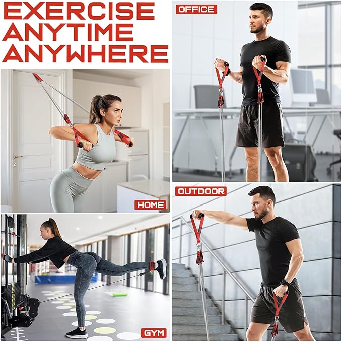 WALITO Resistance Bands Set - Exercise Bands with Handles, Door Anchor, Legs Ankle Straps, for Heavy Resistance Training, Physical Therapy, Muscle Training, Yoga, Home Workouts, Gym