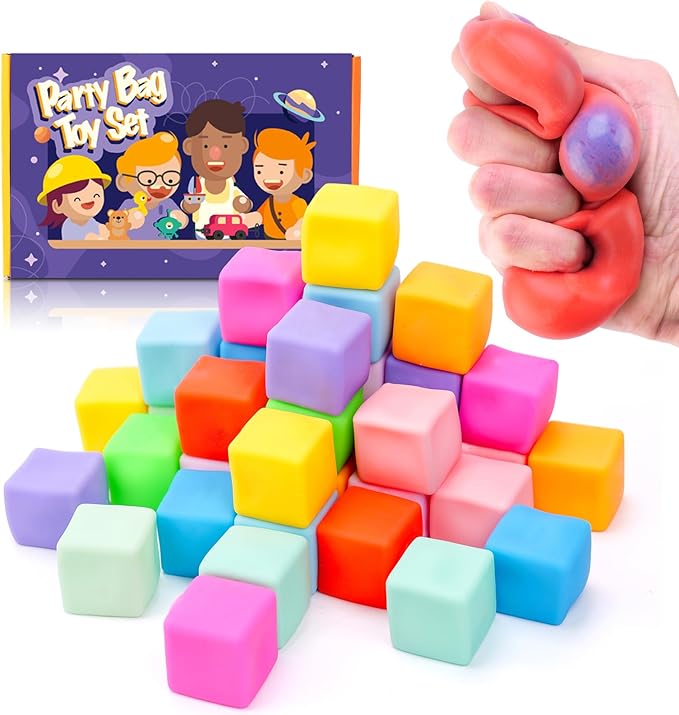 72PCS Color-Changing Stress Cube - Soft, Squeezeable Stress Relief Balls for Relaxation, Ages, Ideal for Parties, Home, Classroom, and Office Use, Slow-Rebound Design, Portable