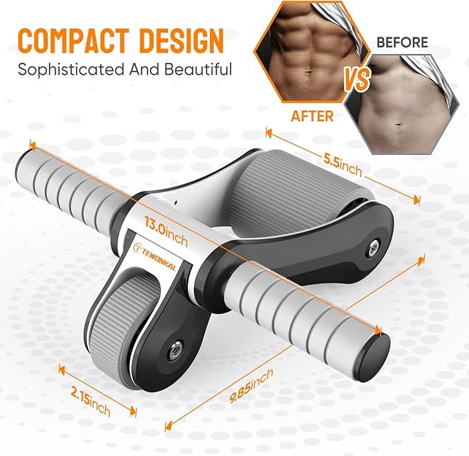 Portable Ab Roller Wheel with Knee Pad & Storage Bag, Foldable Design Quiet Wheels with Smooth Bearings, At Home Gym Travel for Strength Training