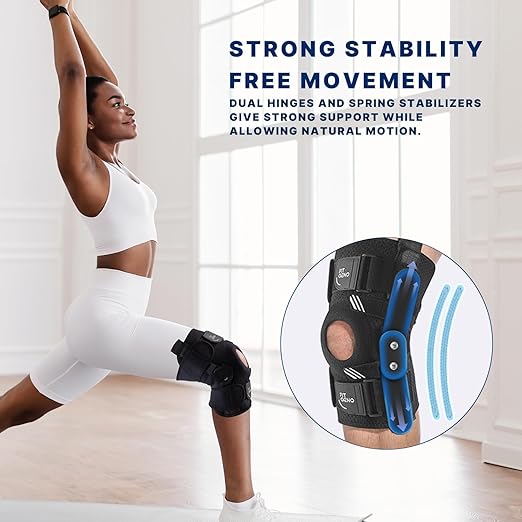 Fit Geno Hinged Knee Brace for Meniscus Tear: Adjustable Knee Support for Knee Pain w/Side Stabilizers & Hinges for Injury or Surgery Recovery - Men and Women