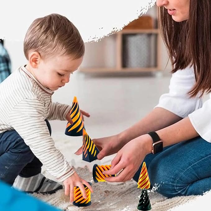 3 Packs Impossible Cone,Spiral Cone Fidget Toy Impossible Pyramid Passthrough Toy,3D Printed Spiral Cone Fidget Toy,Mini Vortex Thread Illusion Desktop Deco Souvenir Gift for Anxiety Relaxing