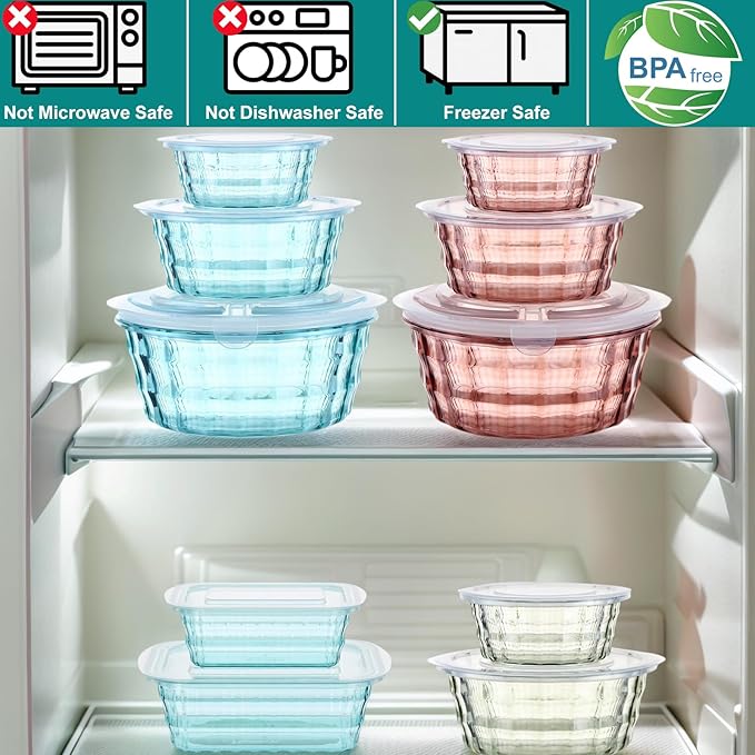 Taiuloo 3-Piece Salad Bowls with Lids, BPA Free Plastic Meal Prep Containers To Go for Lunch, Kitchen Food Storage & Serving Bowls for Salad, Snack, Fruit, Veggie, Pink