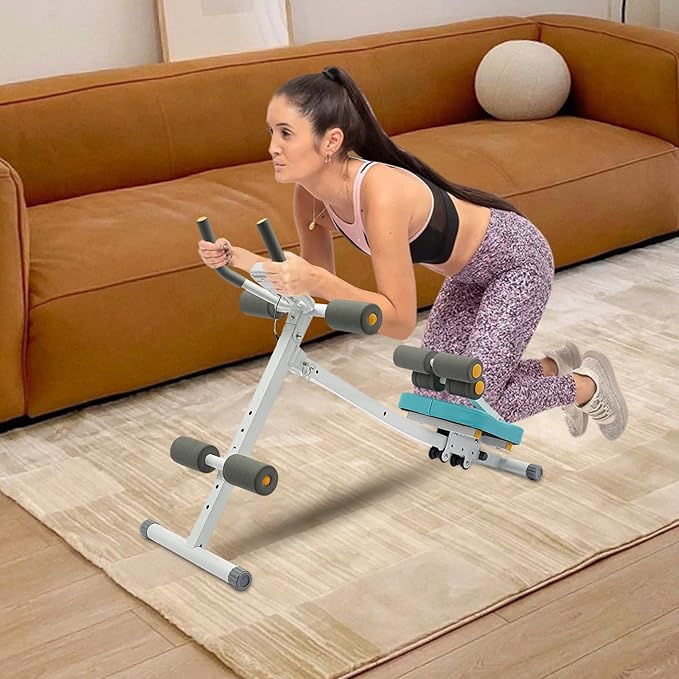 Ab Workout Equipment, Foldable Core Abs Exercise Machine Adjustable Ab Machine Full Body Workout with Resistance Bands & LCD Display for Home Gym