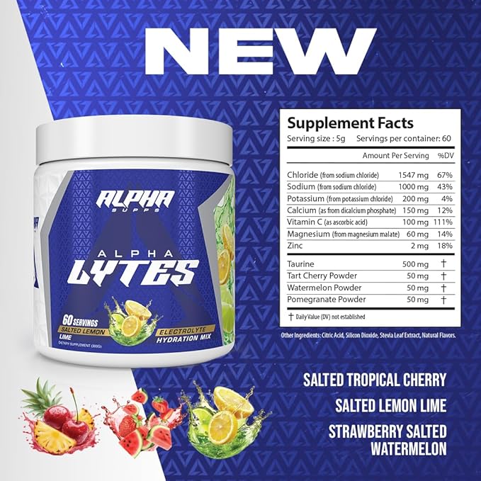 Lytes - Electrolyte Powder Daily Hydration Drink Mix - Sugar-Free, Zero Calorie Instant Formula with Trace Minerals and Antioxidants (60 Servings, Salted Lemon Lime)