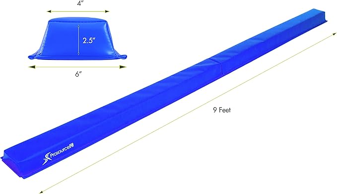 ProsourceFit Gymnastics Balance Beam for Kids, 9ft Long Firm Folding Floor Beam with Non-Slip 4-inch Wide Surface for Safe Gymnastics Practice at Home or Gym
