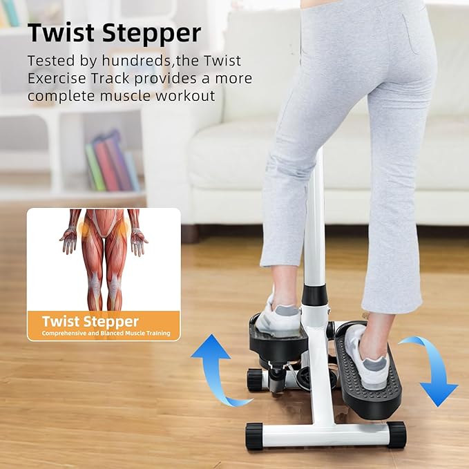 Stepper for Exercise at Home,Adjustable Height for Men Women,Come with Resistance Bands,300LBS MAX Weight Capacity,Stepper with Handlebar for Cardio Workout,