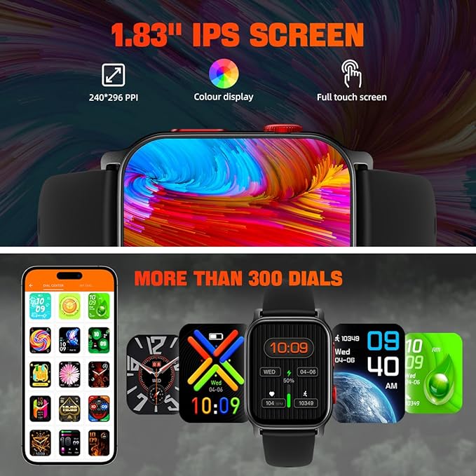 QTLLBT 9 Languages Translation Watch Smart Watch Bluetooth Call (Answer/Make Calls) Fitness Tracker IP68 Waterproof 100+ Sports Heart Rate Sleep Android iPhone Men and Women Smart Watch (Black)