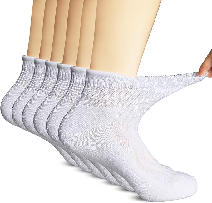 +MD Diabetic Socks for Men Women 6 Pairs,Non-Binding Top Extra Wide Ankle/Crew Socks, for Edema Circulator 9-11 10-13 13-15