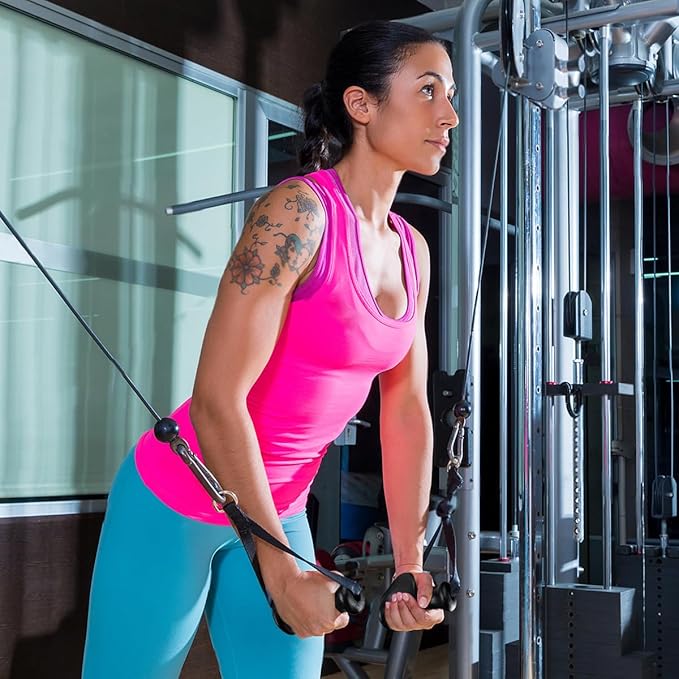 Ergonomic Gym Handles, Double D Row Handles, Cable Machine Handles for T-Row, Pullers, Resistance Bands, Gym Handles for Cables, Strength Trainers and Tricep Exercise Machine Attachments