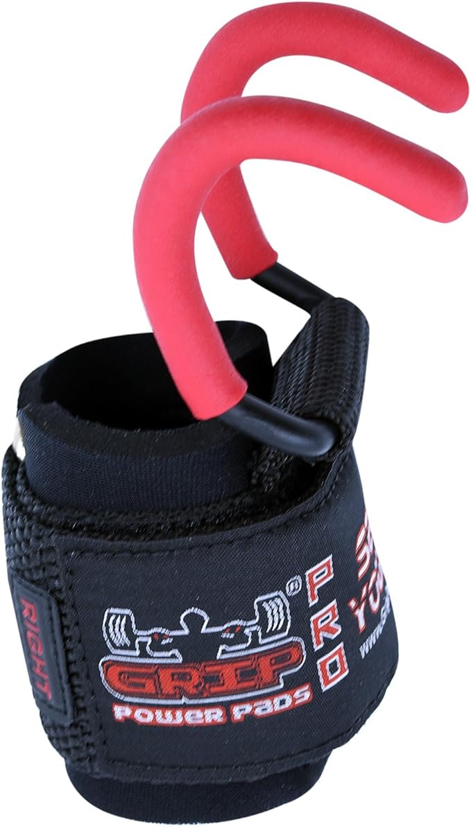 Weight Lifting Rod Hooks Heavy Duty Wrist Wraps Power Weight Lifting Training Gym Grips Straps Set of 2