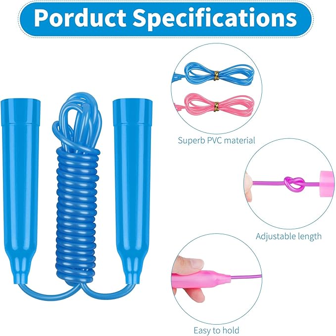 Elcoho 12 Pack Kids Jump Rope Set 7.5 Feet Plastic Jump Ropes Kids Adjustable Colorful Skipping Rope for Outdoor Indoor Fun Game Exercise Fitness Training and Party Favors