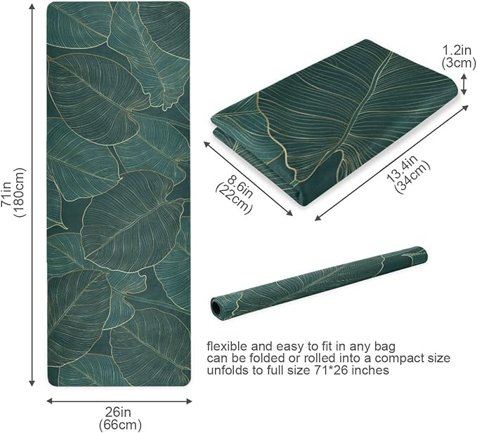 Vintage Mandalas Leaves Yoga Mat Non Slip Thick Kids Banana Palm Eco Friendly Rubber Workout Foldable Yoga Mat Women Exercise A003