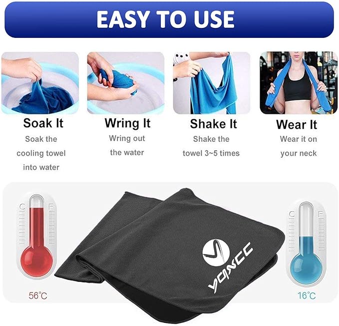 YQXCC Cooling Towels | 4 Pack 40"x12" | Cool for Neck | Microfiber Soft Breathable Chilly | for Sports, Yoga, Golf, Gym, Camping, Running, Workout & More Activities