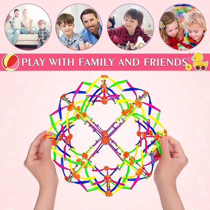 2PCS Expandable BreathingColorful Inflatable Ball Expandable Magic Ball - Stress Reliever Fidget Toys - Breathing Magic Collapsible Ball Toys for Kids & Adults Stress Needs - for Yoga,ADHD (2PCS)