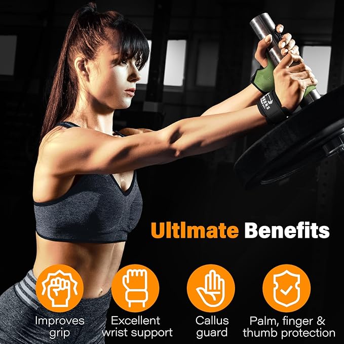 Lifting Wrist Straps for Weightlifting, Double Layer Leather for Weight Lifting Wrist Wraps, Deadlifts, Heavy Powerlifting and Adjustable Wrist Hooks for Strength Training, Gym Workouts Men/Women
