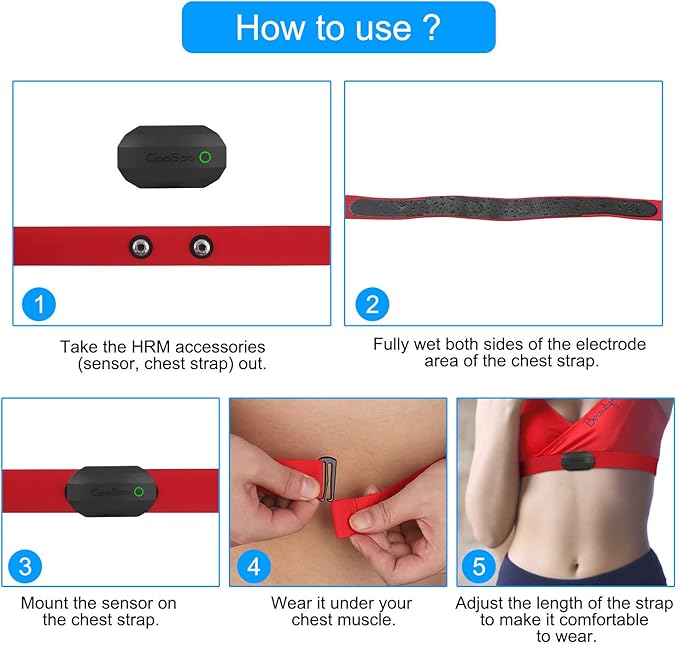 COOSPO Bluetooth Heart Rate Monitor Chest Strap H808S, ANT+ BLE HR Monitor Chest, HRM IP67 Waterproof, 300H Battery Life