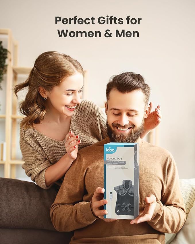 iDOO Heating Pad for Back Neck & Shoulders Pain Relief, Large Full Body Electric Heat Pad, Birthday Christmas Gifts for Women Men Seniors, FSA Eligible Items Only List, 6 Heat Settings Auto-Off,Pink