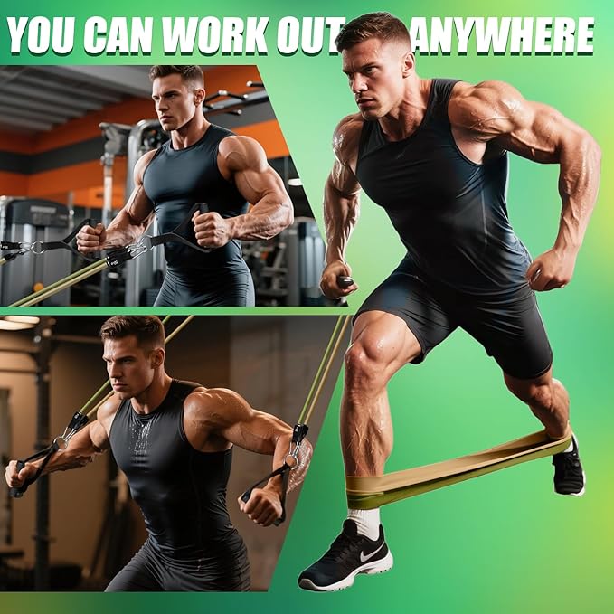 WHATAFIT Resistance Bands, Exercise Bands,Resistance Bands for Working Out, Work Out Bands with Handles for Men and Women Fitness, Strength Training Home Gym Equipment