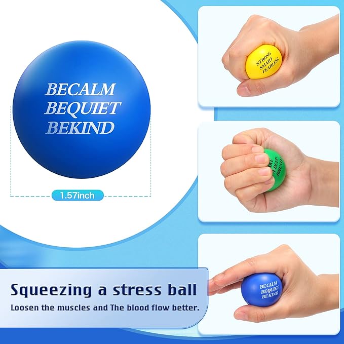 Sotiff 100 Pieces Motivational Stress Balls Colorful Foam Inspirational Relief Quotes Stress Balls Pack Employee Appreciation Gift for Relief Encouraging(Four Colors)