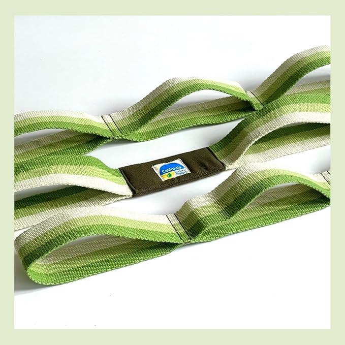 California Yoga Strap | Yoga Belt with Loops | 12 Multi Loop & Non-Elastic | Stretching Strap | Gym Workout & Exercise Bands | Physical Therapy | Improves Sitting Posture for Women & Men