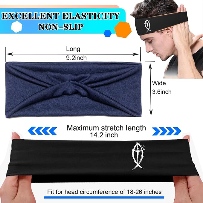 3pcs Sports Sweat Bands Headbands Men Head Sweat Band Headbands for Men Skull Sweatbands Mens Women