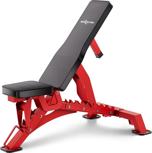 BODYRHYTHM Commercial-grade Weighted Bench, 1300LBS Weight Capacity Strength Training Bench, Heavy-duty Adjustable Workout Bench for Garage and Home Gym Workouts, Weight Lifting, and Bench Press.