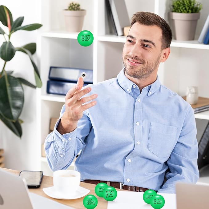 Jerify 72 Pcs Motivational Stress Balls Bulk Inspirational Stress Balls Colorful Foam for Adults Hand Exercise Small Therapy Fidget Relief Anxiety Toys for Coworkers Gifts Fidget(Green)