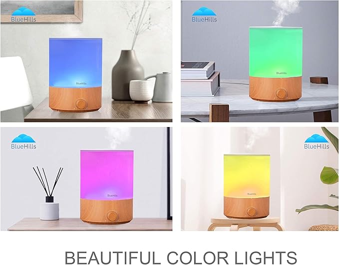 BlueHills Premium 4000 ML XL Essential Oil Diffusers - 70 Hour Run Aromatherapy Diffuser & Air Humidifier Mist for Large Room 7 LED Colors Oil Big Diffuser Essential Oils for Home w/Auto Shut Off E403