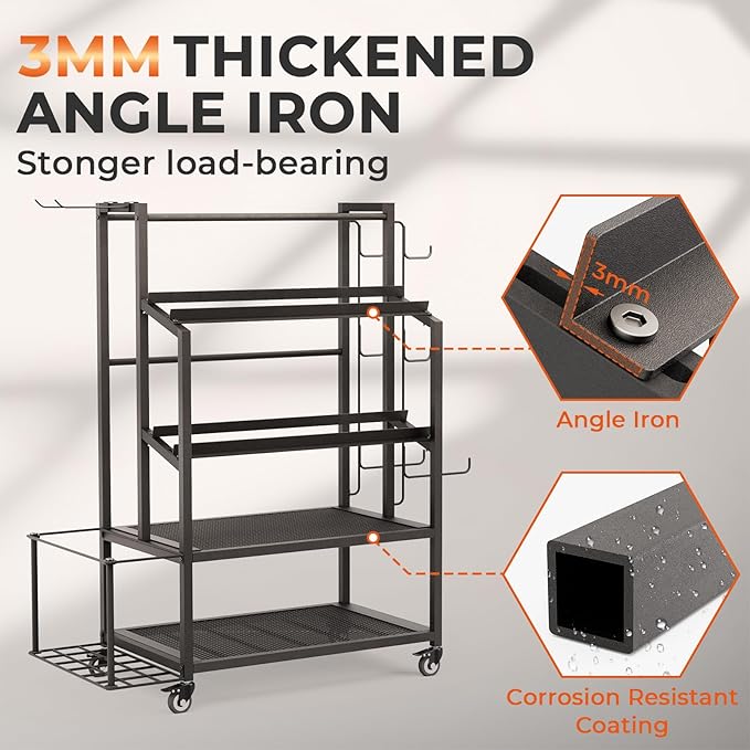 600LBS Dumbbell Rack Weight Stand - Bonvork Adjustable Weight Rack for Dumbbells, Home Gym Storage Rack for Yoga Mat Foam Roller Kettlebells, Workout Equipment Storage Organizer With Wheels