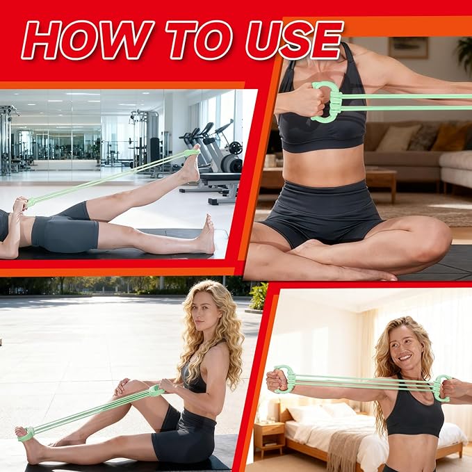 6 Gear Adjustable Resistance Bands, Fitness Resistance Bands Exercise Bands with Comfort Grips, Unisex, for Arms, Chest Extender, Home Workout, Fitness, Pilates