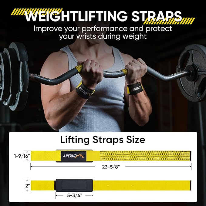 APEXUP Weight Lifting Straps for Weightlifting, Lifting Wrist Straps Gym, Deadlift Strap, Anti Slip Silicone Weightlifting Strap Men Women Powerlifting, Strength Training
