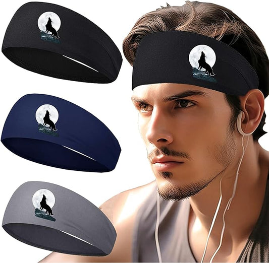 Headbands for Men Women 3pcs Sports Sweat Bands Headbands Men Sweatbands Workout Running Headband for Mens