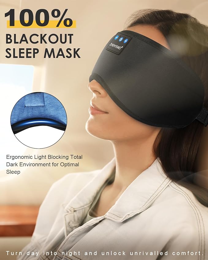 Sleep Headphones Bluetooth 5.4 Sleeping Eye Mask for Mom Women Men Wireless Music Earphones for Side Sleepers Built-in HD Speakers Cool Gadgets Unique Gifts