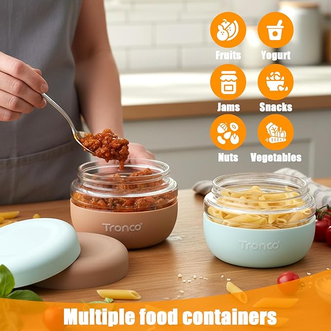 Tronco 16 oz Glass Food Storage Containers with Lids, Airtight, Leak & Spill Proof Glass Lunch Bowls for Meal Prep, Salad, Yogurt, Soup & Stew, Microwave & Dishwasher Safe, BPA-Free, Set of 4