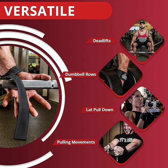 Bear Grips Lifting Straps - Gym & Weightlifting Straps for Men & Women, Deadlift Support, 2 Pairs