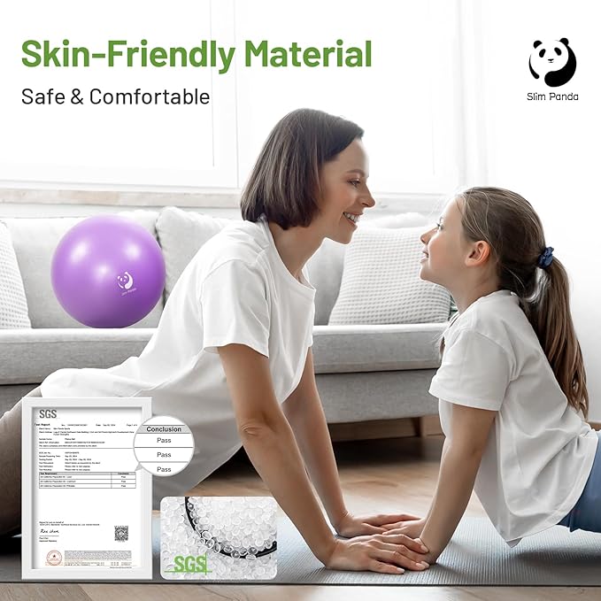 Slim Panda Pilates Ball, 9 Inch Small Exercise Ball, Anti Burst Mini Yoga Ball for Stability, Workout, Barre, Core Strength, Physical Therapy, Balance, Stretching