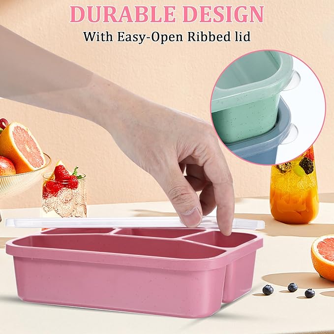 8 Pack Bento Box, Lunch Containers Wheat Straw Meal Prep Containers Reusable, Microwave and Dishwasher Safe Lunch Containers for Adults, Bento Lunch Box