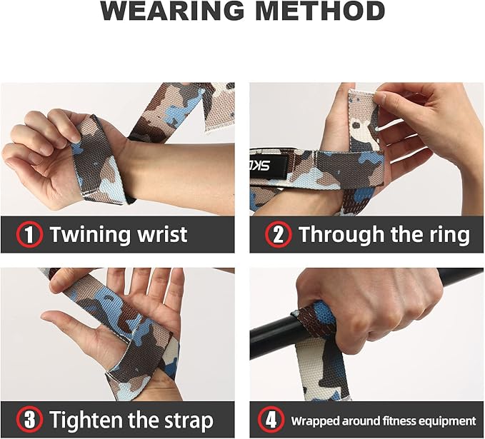 SKDK Cotton Hard Pull Wrist Lifting Straps Grips Band-Deadlift Straps with Neoprene Cushioned Wrist Padded and Anti-Skid Silicone - for Weightlifting, Bodybuilding, Xfit, Strength Training