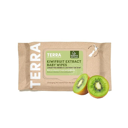 Terra Bamboo Baby Wipes: Kiwifruit Extract, 99.5% Pure New Zealand Water, 100% Biodegradable Bamboo Fiber, 0% Plastic, Unscented Baby Wipes for Sensitive Skin, 1 Pack of 70 Wipes