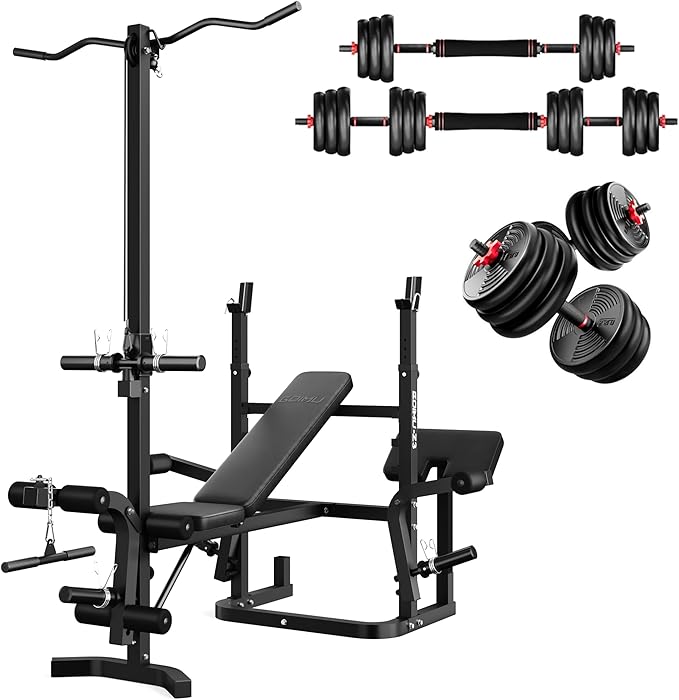 Z3 900LBS Olympic Weight Bench Set with Leg Extension, 9 in 1 Workout Press with Preacher Curl Pad and LAT Pulldown, Multi-Function Strength Training Bench for Home Gym