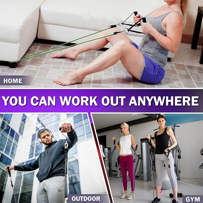 WHATAFIT Resistance Bands, Exercise Bands,Resistance Bands for Working Out, Work Out Bands with Handles for Men and Women Fitness, Strength Training Home Gym Equipment