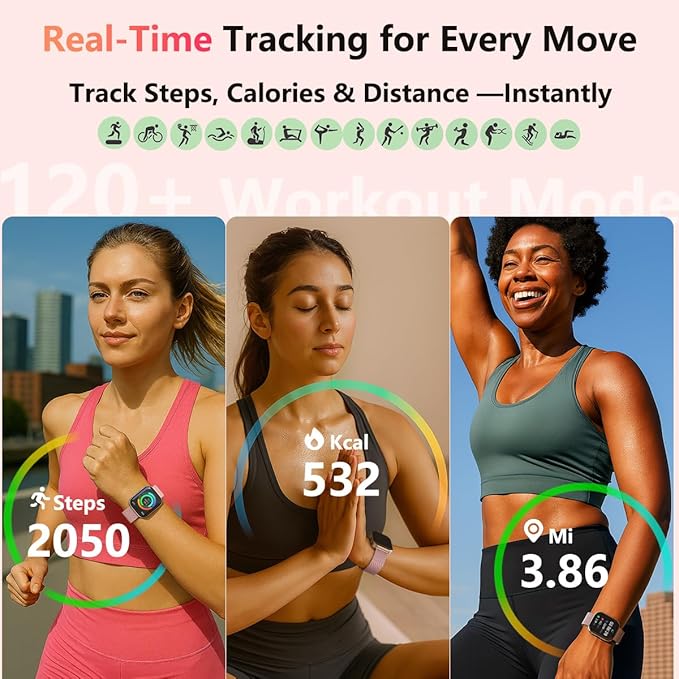 MorePro Health Fitness Tracker with 24/7 Heart Rate/Blood Pressure Monitor, Blood Oxy-gen/Sleep Tracking, 120+ Sports Activity Tracker, Smart Watch (Make/Answer Call) with Step Counter for Women Men
