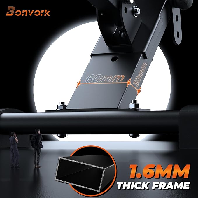 800LBS Adjustable Weight Bench - Bonvork Foldable Workout Bench Press with 20.5'' Extended Base for Home Gym, Folding Decline Incline Strength Training Bench for Full Body Exercise - 2024 Version