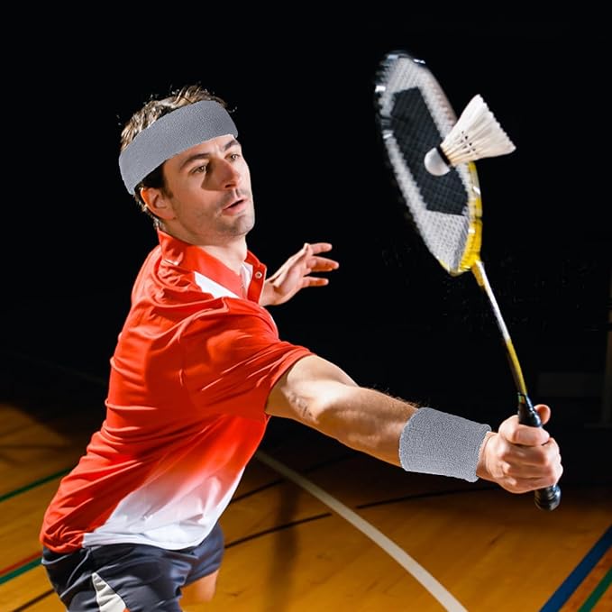 24 Pcs Neon Sweatbands Set Include 8 Pcs Sports Headband and 16 Pcs Cotton Wristbands 80s Neon Sweat Bands Bulk for Gym, Tennis, Basketball, Running, Exercise