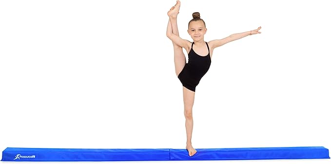 ProsourceFit Gymnastics Balance Beam for Kids, 9ft Long Firm Folding Floor Beam with Non-Slip 4-inch Wide Surface for Safe Gymnastics Practice at Home or Gym