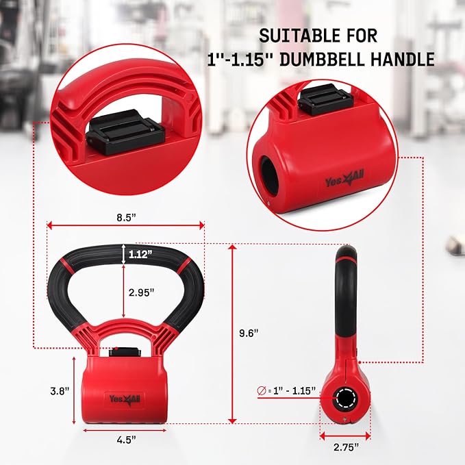 Yes4All Kettlebells Grip, Dumbbell Grip Handle, Convert Dumbbells into Kettlebell for Home Gym, Kettlebell for Weights Plate